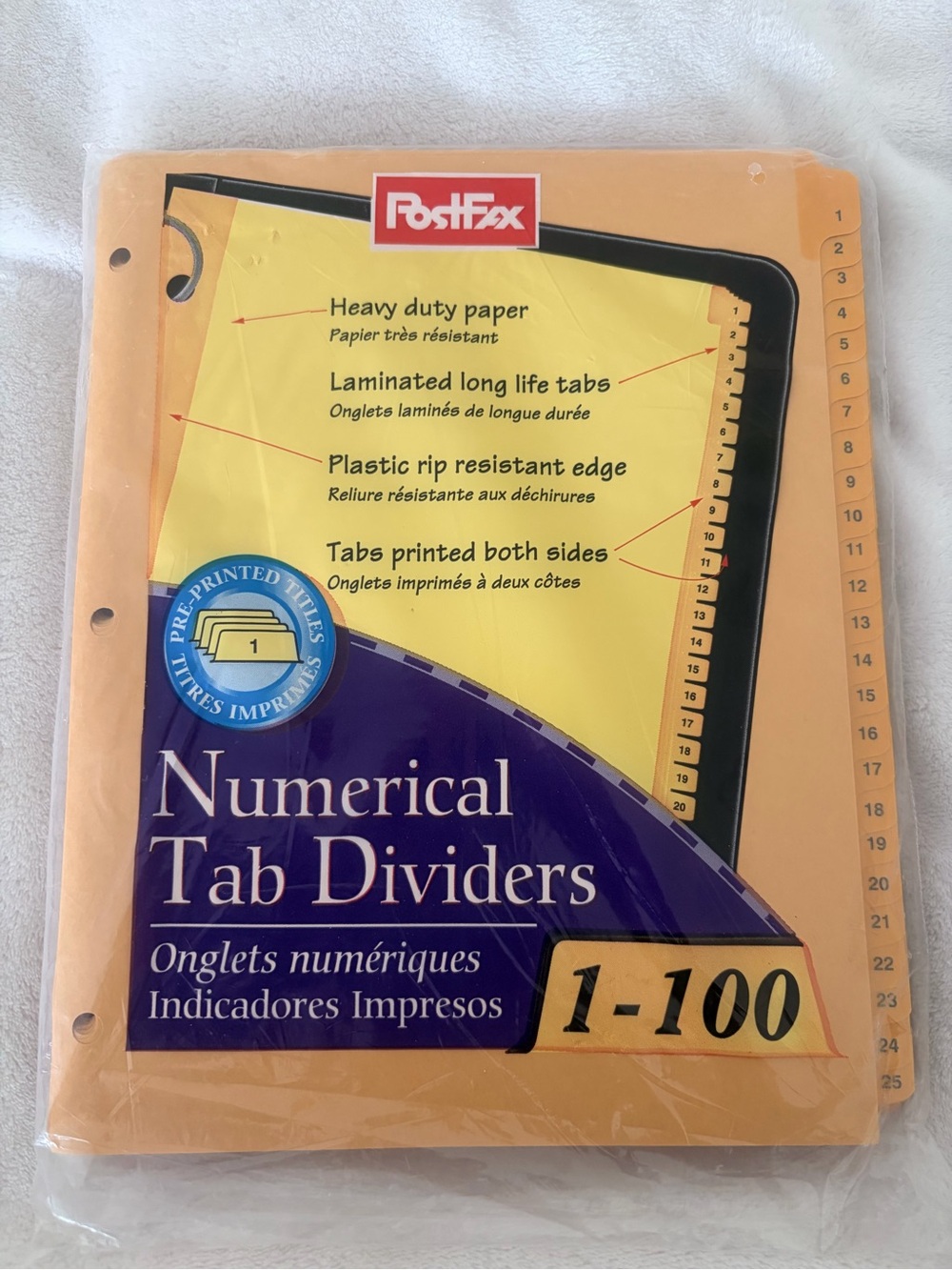 New Kraft Numerical Tab Dividers 1-100